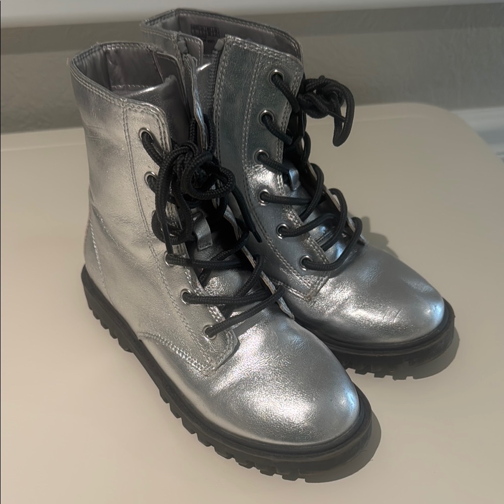 GAP Silver Combat Boots with Rugged Sole